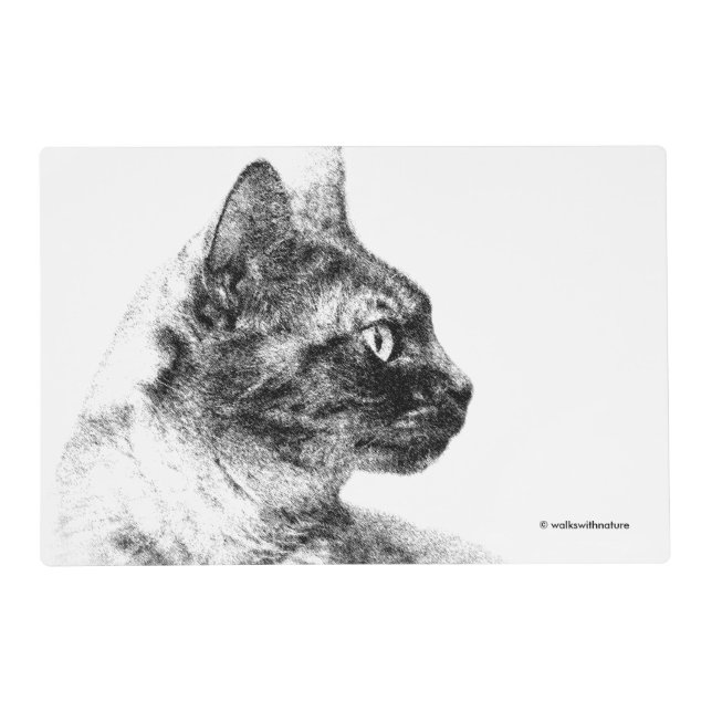 Elegant Profile of Stella the Grey Cat Placemat (Front)