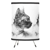 Elegant Profile of Stella the Grey Cat Tripod Lamp (Left)