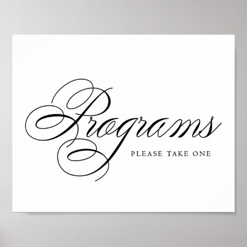 Elegant Programs Black Script  Horizontal Table Poster