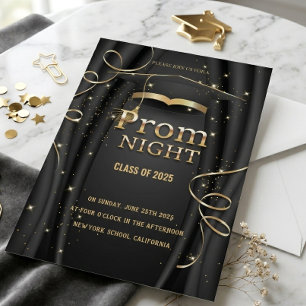 Elegant Prom Night Class of 2025 Invitation   Gold