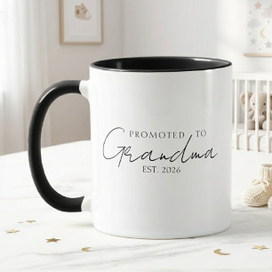 Elegant Promoted To Grandma EST Year Script Mug