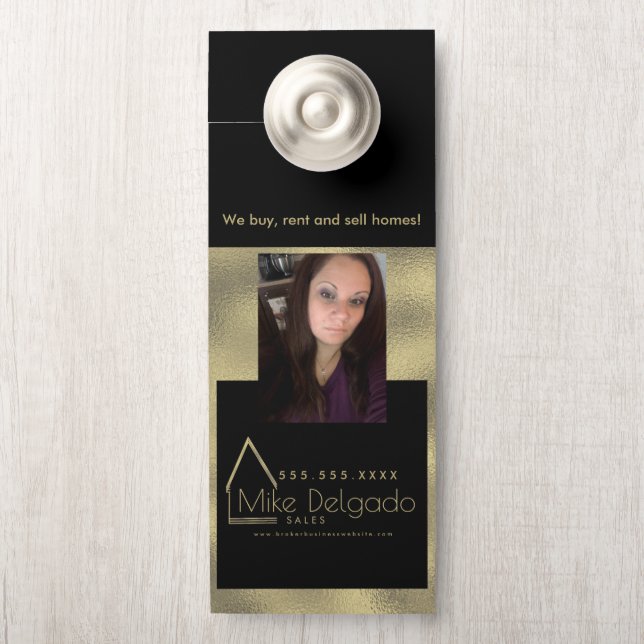 Elegant Property Manager Home Sales Broker Door Hanger (On Knob)