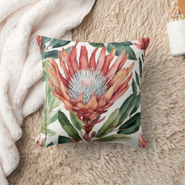 Elegant Protea Accent Pillow (Blanket)