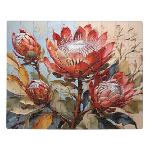 Elegant Protea Art Graceful Floral Design Jigsaw Puzzle