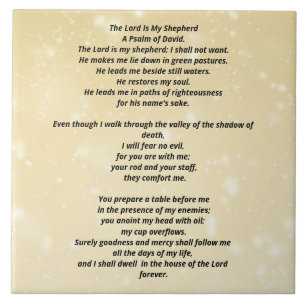 Elegant Psalm 23 Christian Scripture Design Ceramic Tile