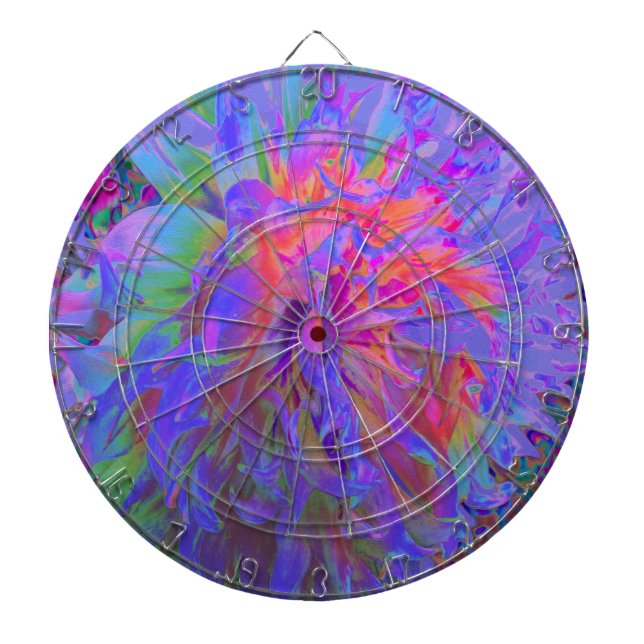 Elegant Psychedelic Decorative Dahlia Flower Dart Board (Front)