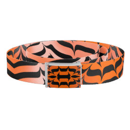Elegant Psychedelic Orange Black Tiger Skin Print Belt