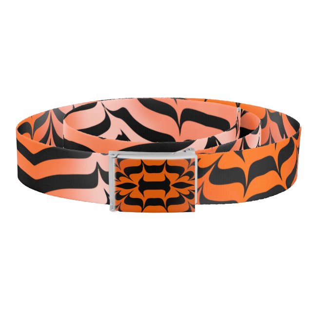 Elegant Psychedelic Orange Black Tiger Skin Print Belt (Coil)