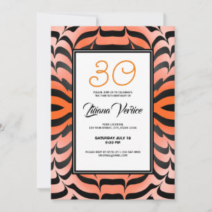 Elegant Psychedelic Orange Black Tiger Skin Print Invitation