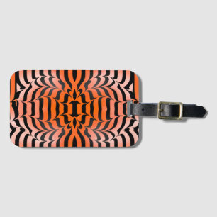 Elegant Psychedelic Orange Black Tiger Skin Print Luggage Tag