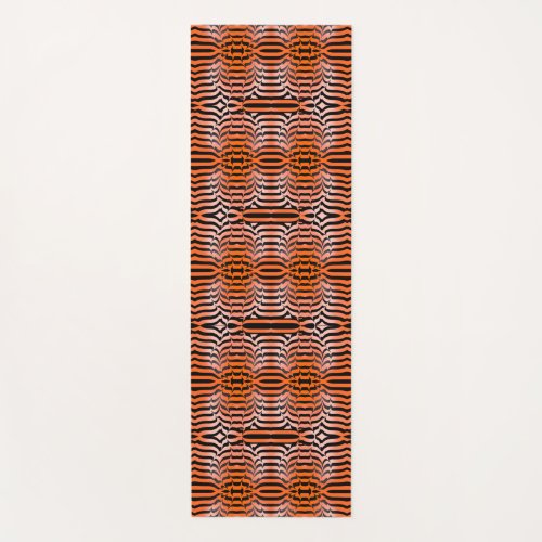 Elegant Psychedelic Orange Black Tiger Skin Print Yoga Mat
