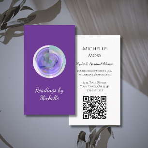 Elegant Psychic Modern Moon Crystal Ball Purple Business Card