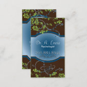 Elegant Psychologist Business Card - Brown Floral (Front/Back)