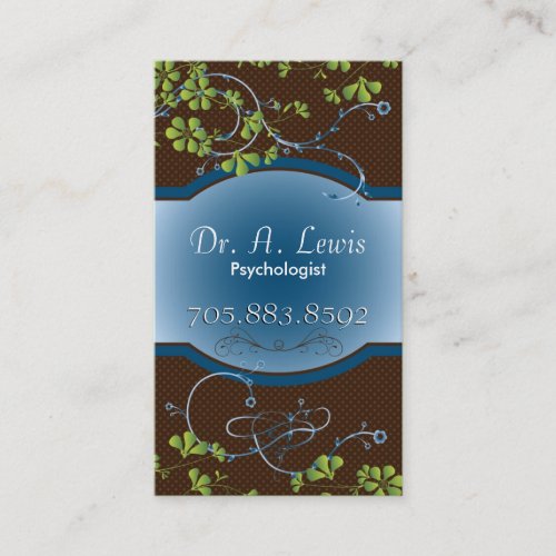 Elegant Psychologist Business Card - Brown Floral