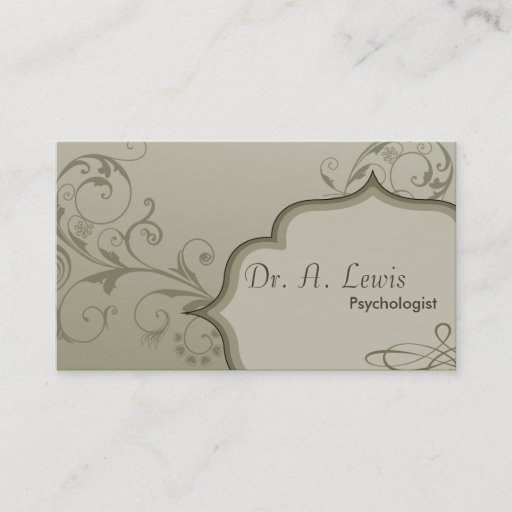 Customizable Elegant Psychologist Business Card - Green Swirls