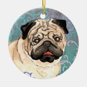Elegant Pug Ceramic Ornament
