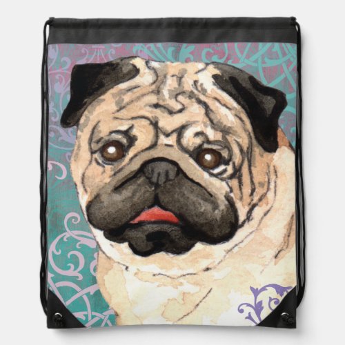 Elegant Pug Drawstring Bag