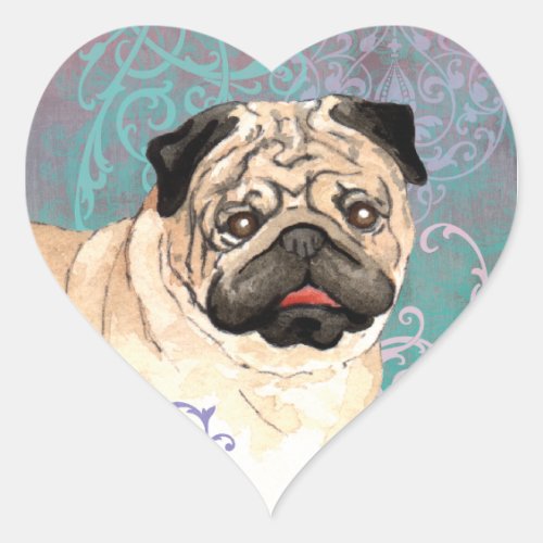 Elegant Pug Heart Sticker