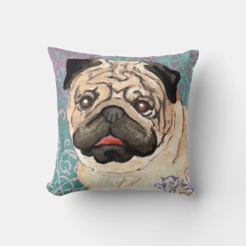 Elegant Pug Throw Pillow