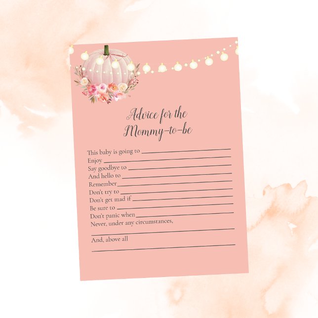 Elegant Pumpkin Advice For Mommy Baby Shower Game Invitation (Creator Uploaded)