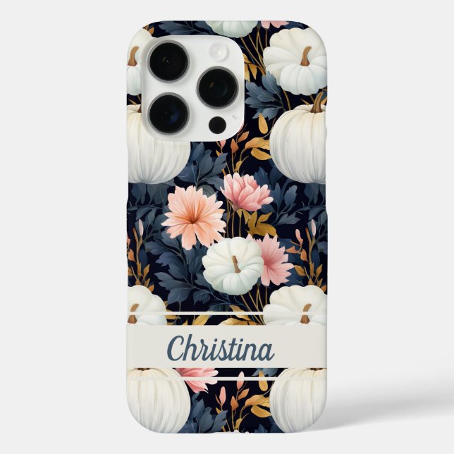 Elegant Pumpkin and flowers fall pattern Case-Mate iPhone Case (Back)