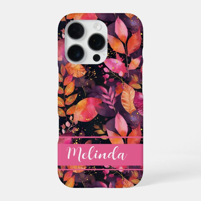 Elegant Pumpkin and flowers fall pattern Iphone Case (Back)
