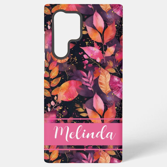 Elegant Pumpkin and flowers fall pattern Samsung Galaxy Case (Back)