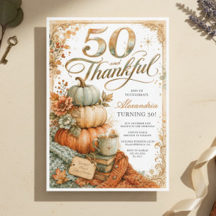 Elegant Pumpkin Autumn 50th Birthday Invitation