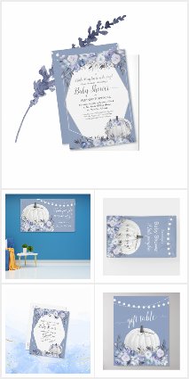 Elegant Pumpkin Baby Shower Dusty Blue Collection