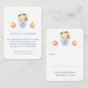 Elegant Pumpkin Blue White Autumn Display Shower Enclosure Card