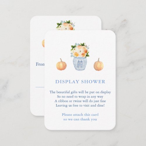 Elegant Pumpkin Blue White Autumn Display Shower Enclosure Card
