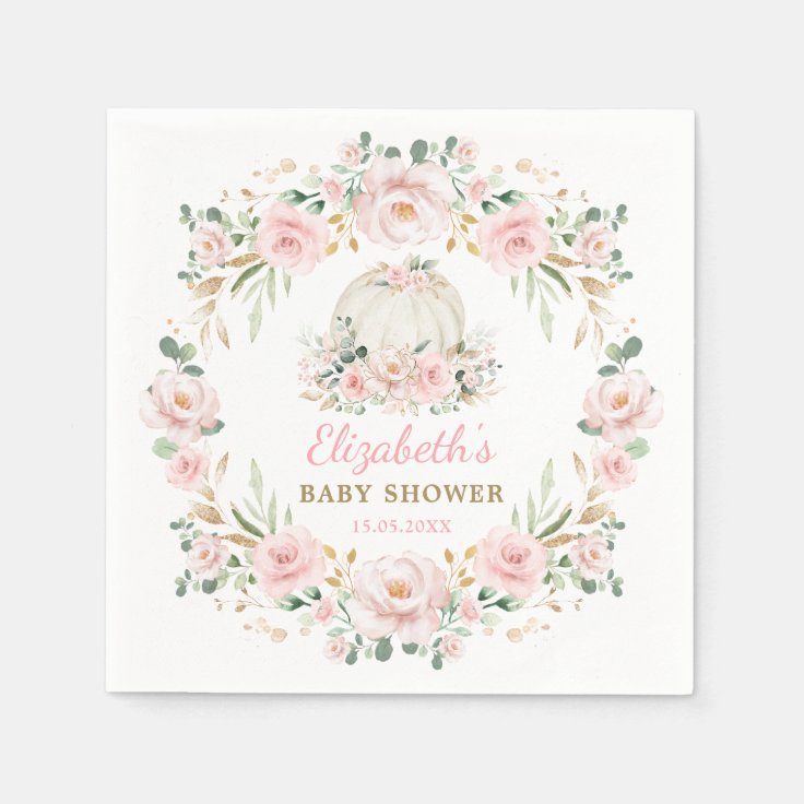 Elegant Pumpkin Blush Fall in Love with Baby Girl Napkins Zazzle