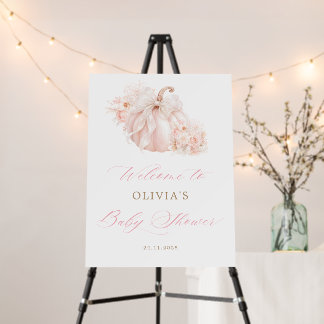 Elegant Pumpkin Bow Baby Shower Welcome Foam Board