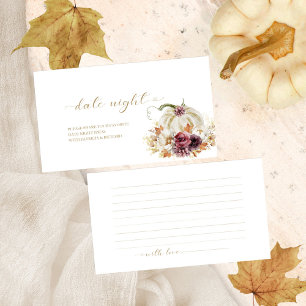 Elegant Pumpkin Bridal Shower Date Night Card