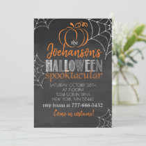 Elegant Pumpkin Chalkboard Halloween Party Invitation