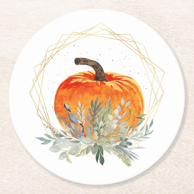 Elegant Pumpkin Coasters (Front)