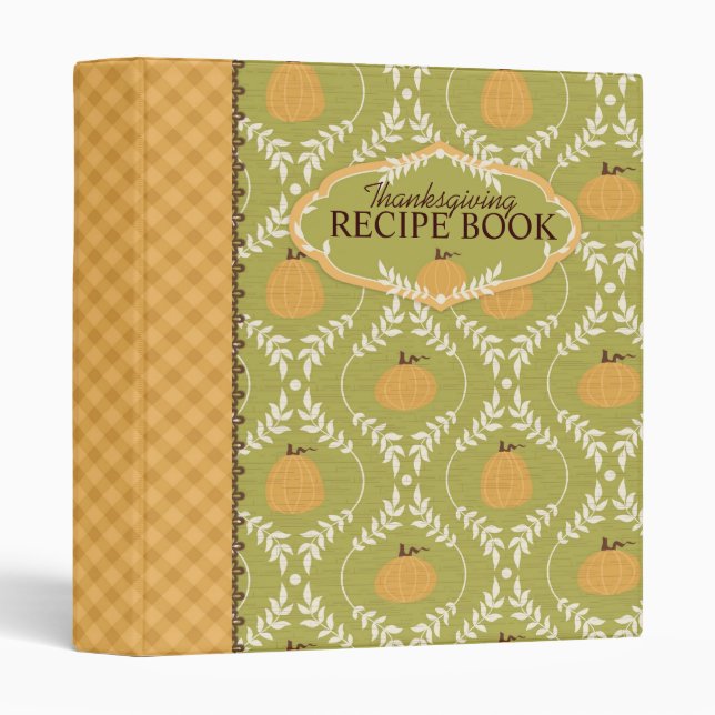 Elegant Pumpkin Damask Print for Thanksgiving Binder (Front/Spine)