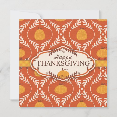 Elegant Pumpkin Damask Print for Thanksgiving Custom Announcements