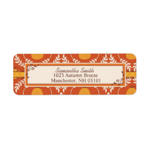 Elegant Pumpkin Damask Print for Thanksgiving Label