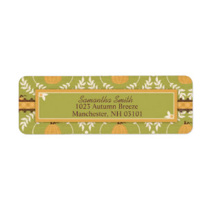 Elegant Pumpkin Damask Print for Thanksgiving Label