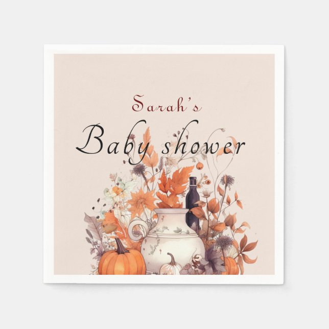 Elegant pumpkin fall Baby shower  Napkins (Front)