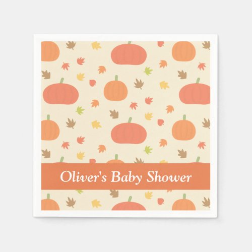 Elegant Pumpkin Fall Baby Shower Napkins