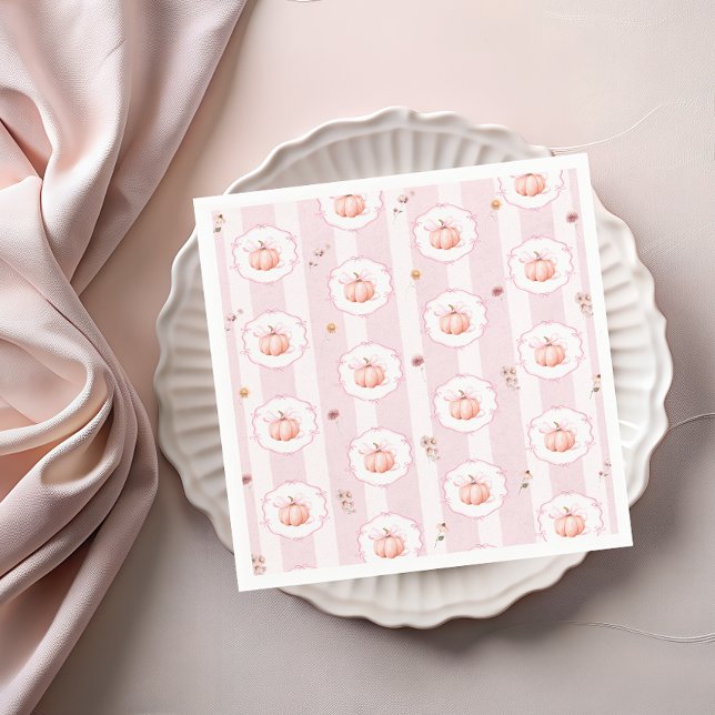 Elegant Pumpkin Fall Floral Girl Baby Shower Napkins (Creator Uploaded)