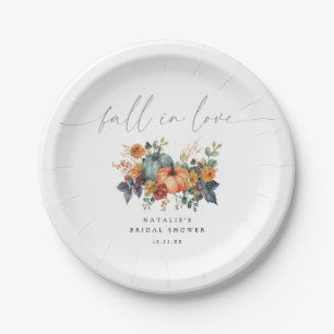 Elegant Pumpkin Fall in Love Bridal Shower Paper Plates