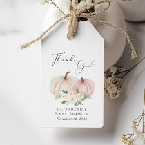 Elegant Pumpkin Floral Baby Girl Shower Gift Tags