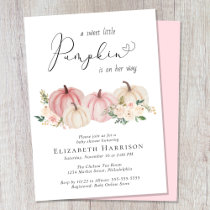 Elegant Pumpkin Floral Baby Girl Shower Invitation