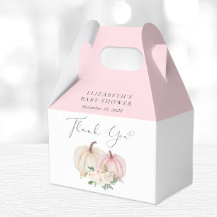 Elegant Pumpkin Floral Baby Girl Shower Thank You Favor Boxes
