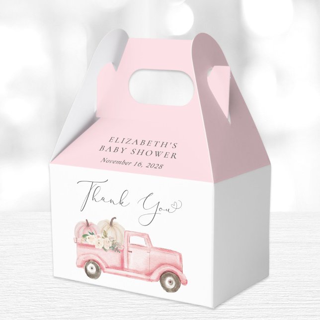 Elegant Pumpkin Floral Baby Girl Shower Thank You Favor Boxes (Creator Uploaded)