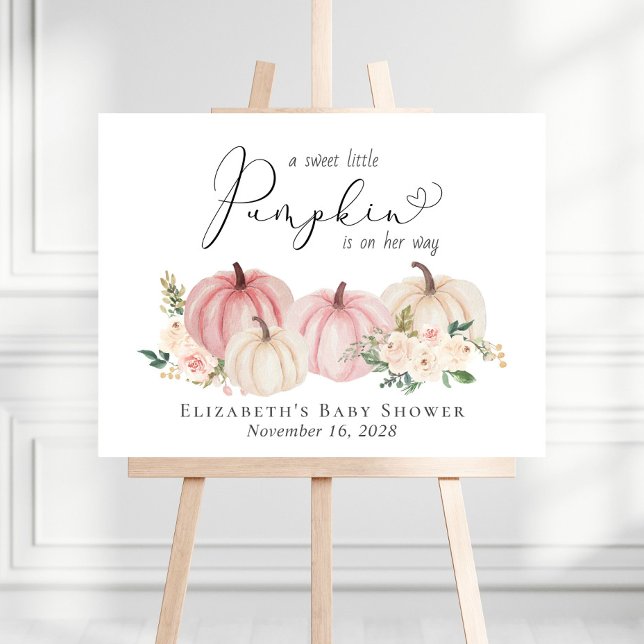 Elegant Pumpkin Floral Baby Girl Shower Welcome Foam Board (Creator Uploaded)