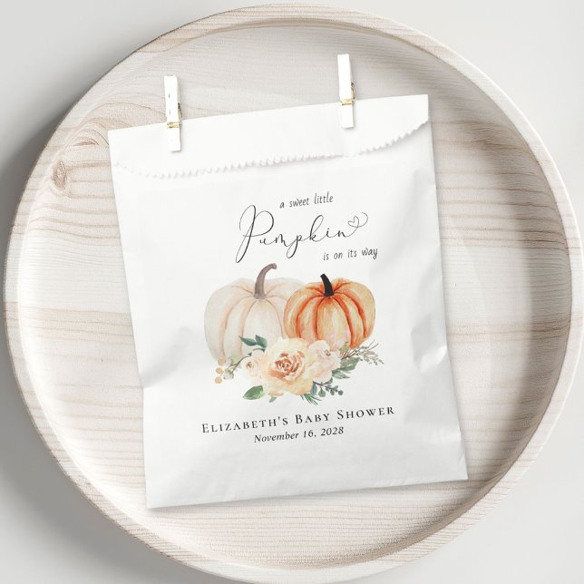Elegant Pumpkin Floral Baby Shower Favor Bag (Creator Uploaded)